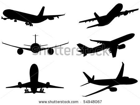 450x338 Vector Illustration Of Silhouette Of Airplanes Airbus Or Plane By