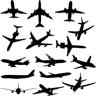380x378 A Collection Of Fifteen Plane Silhouettes From Different Angles