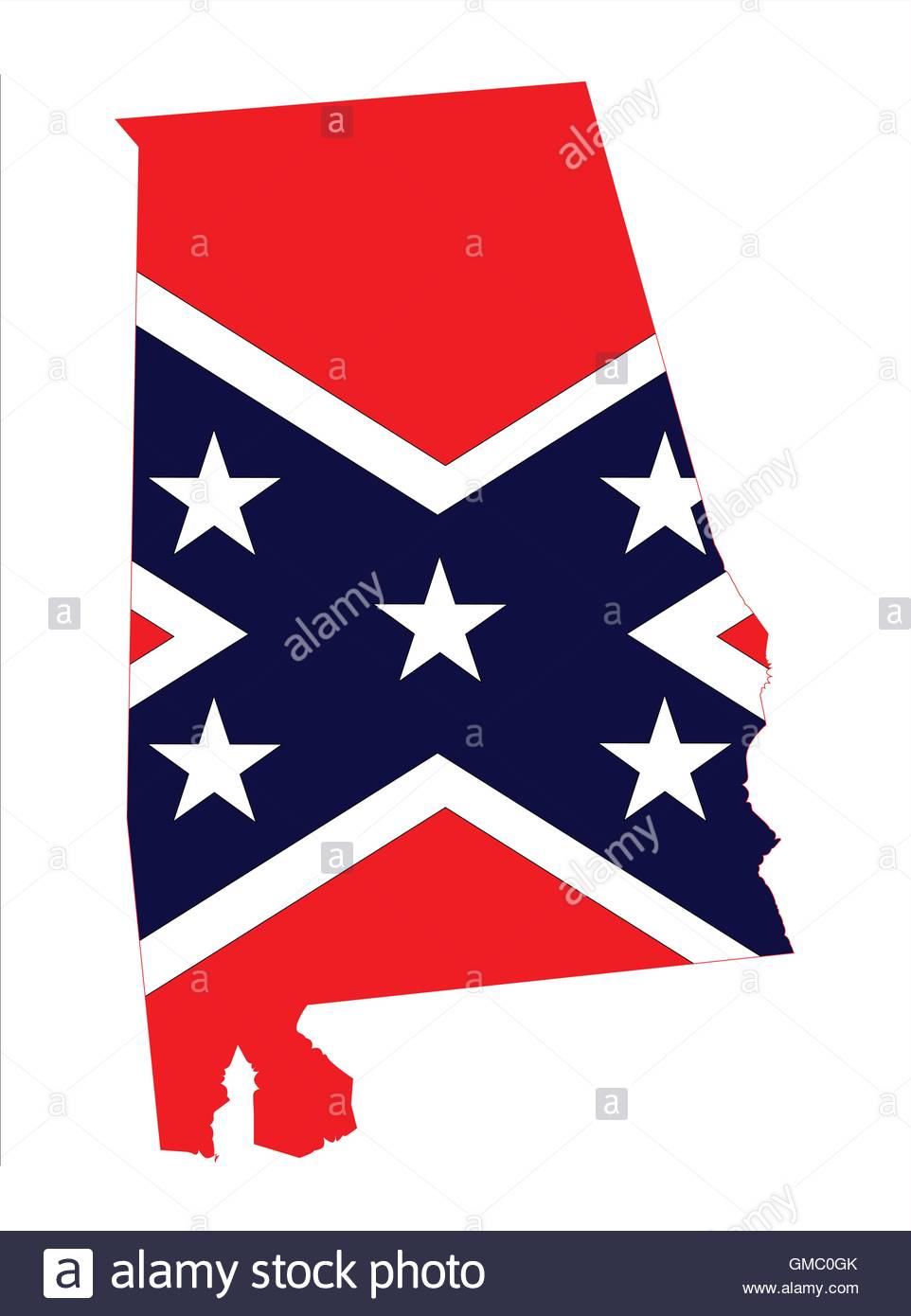 962x1390 Alabama State With Confederate Flag Stock Vector Art