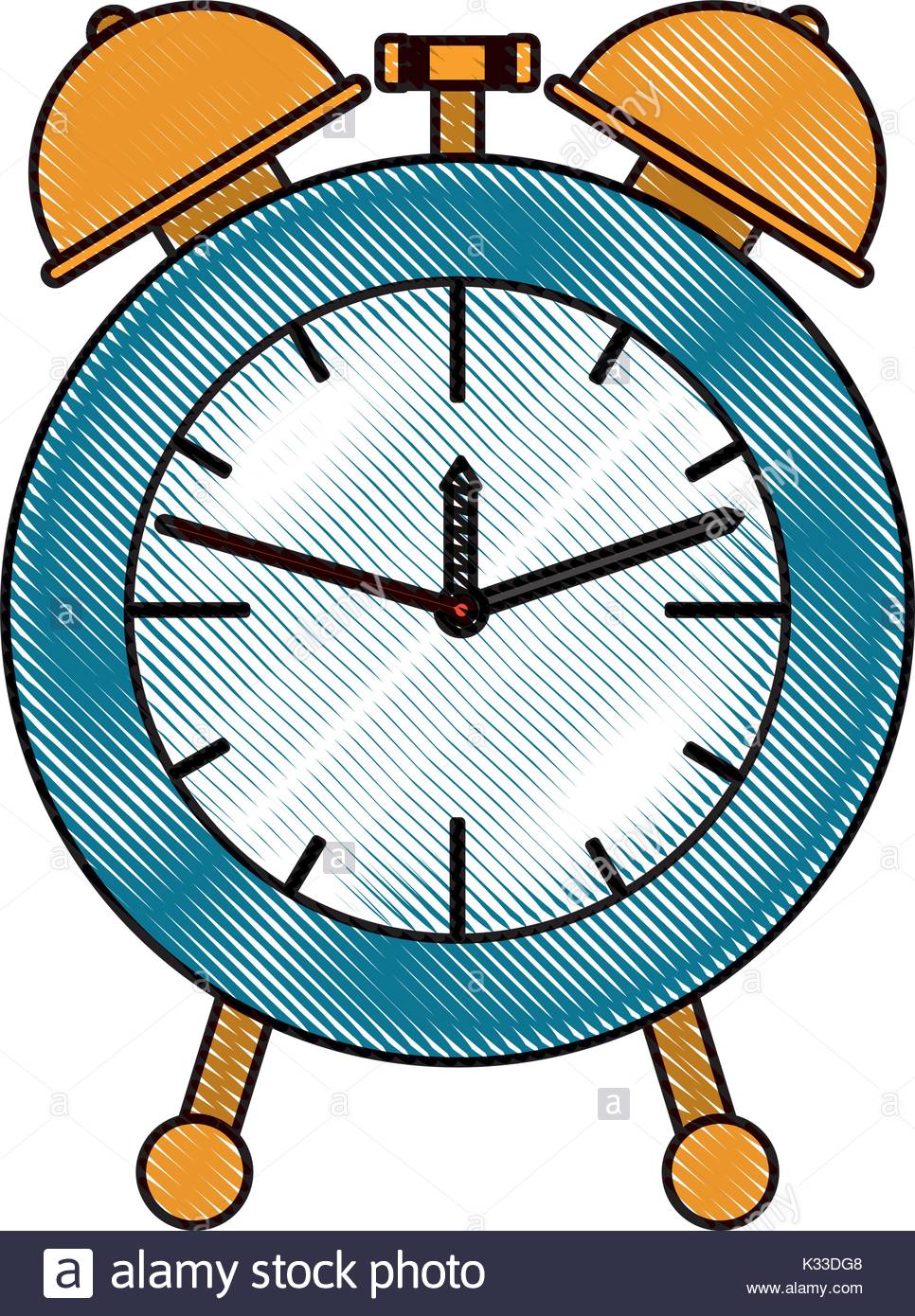 966x1390 Alarm Clock In Color Crayon Silhouette On White Background Stock