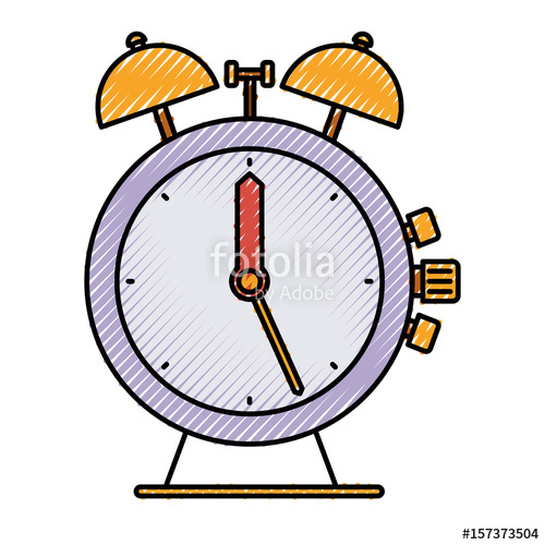 500x500 Colored Crayon Silhouette Of Antique Alarm Clock Vector