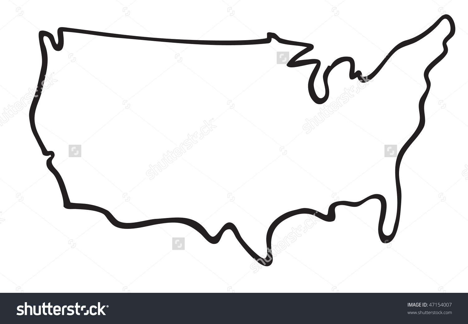 1500x1039 United States Map Silhouette Map Of Usa