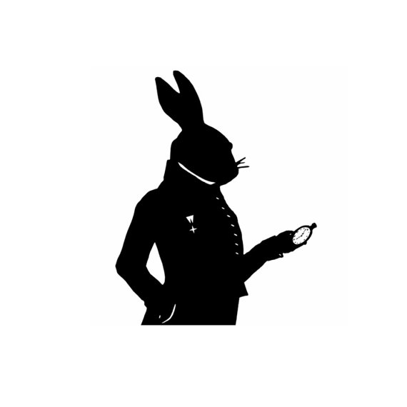 570x570 The White Rabbit Alice In Wonderland Silhouette Print Black