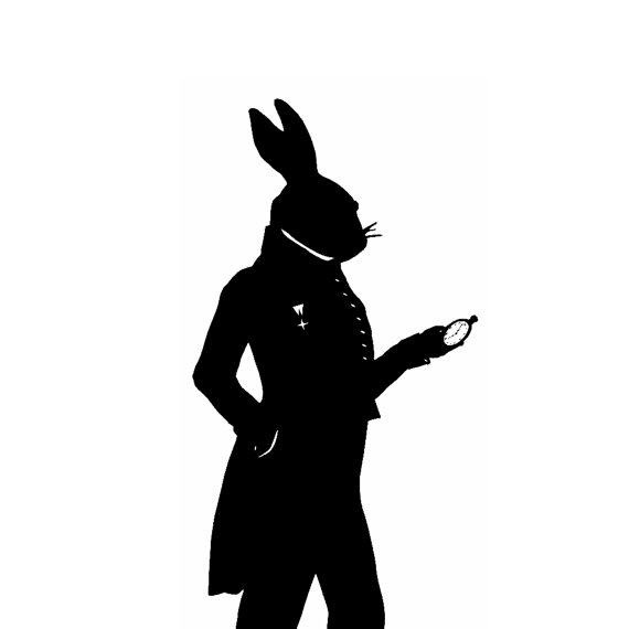 570x570 The White Rabbit Alice In Wonderland Silhouette Print Black