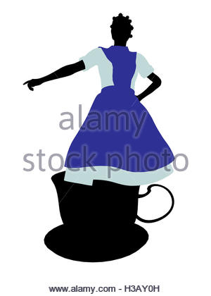 300x420 Alice In Wonderland Silhouette Illustration Stock Photo, Royalty