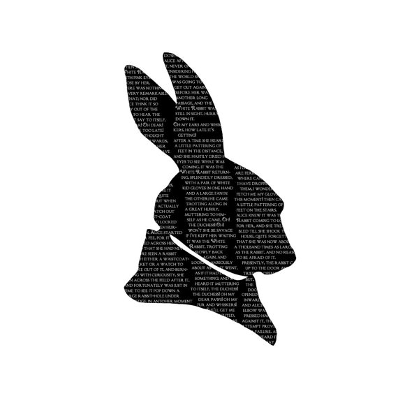 570x570 White Rabbit Alice In Wonderland Silhouette Print Black