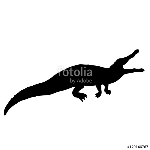 500x500 Crocodile Or Caiman. Black Vector Silhouette Of An Alligator