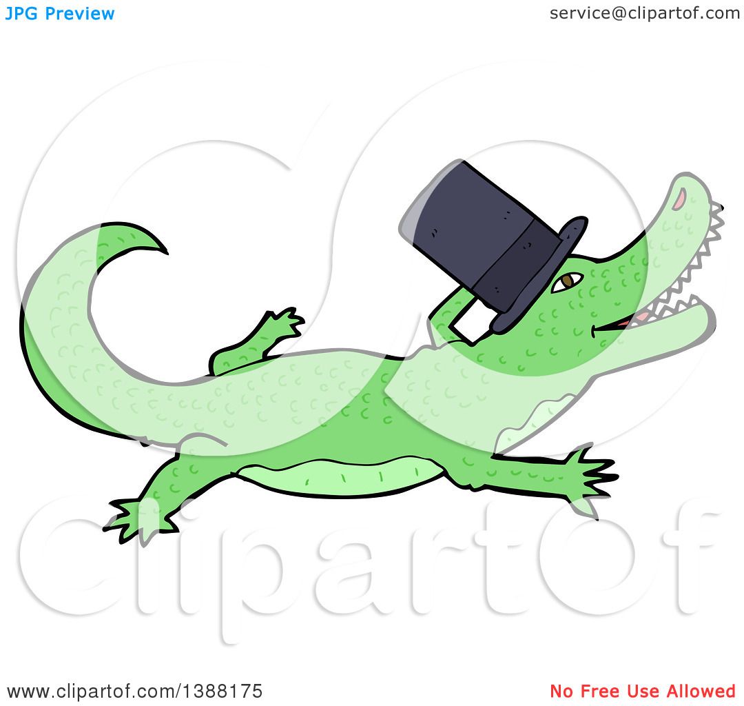 1080x1024 Clipart Of A Green Crocodile Or Alligator Wearing A Top Hat
