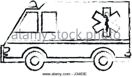 450x261 Black And White Drawing Of An Ambulance Stock Photo 31515352