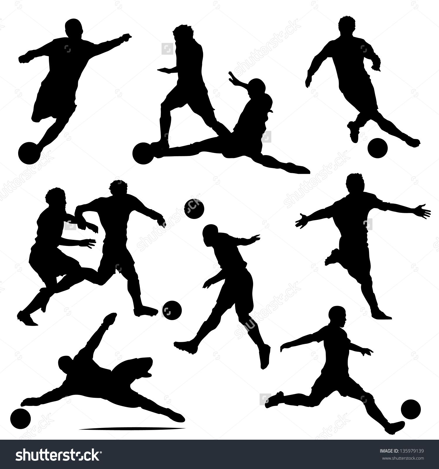 1500x1600 Various Isolated Poses Of Soccer Players In Silhouettes Soccer