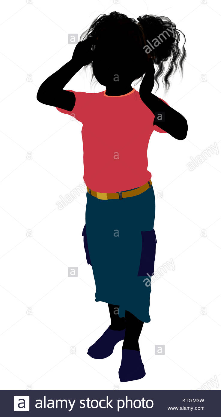 737x1390 African American Girl Silhouette On A White Background Stock Photo