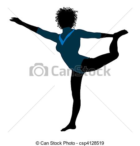450x470 Female African American Gymnast Illustration Silhouette . Stock