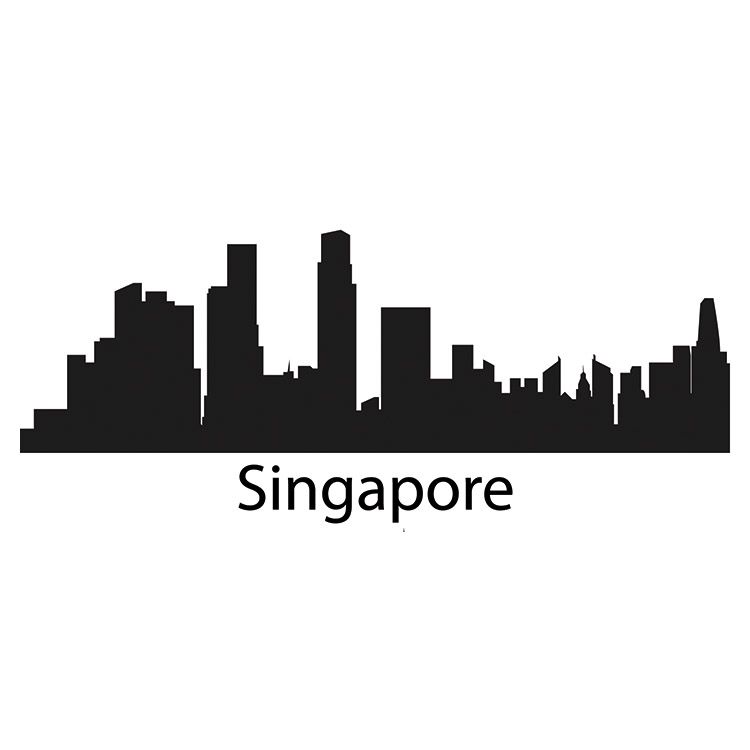 750x750 Singapore Skyline Wall Sticker Background Template