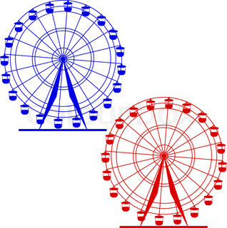 318x320 Silhouette Atraktsion Colorful Ferris Wheel. Vector Illustration
