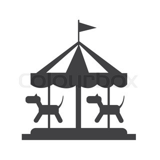 320x320 Vector Flat Amusement Park Objects Icon Set. Merry Go Round