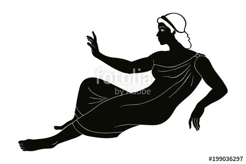 500x334 The Woman Is In The Tunic. Ancient Greek Drawing Isolated On White