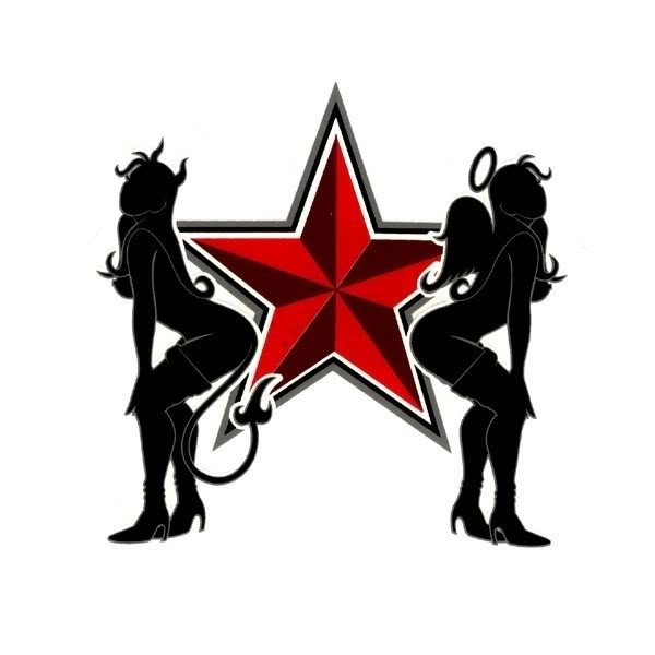 600x600 Black Angel And Devil Gill Silhouettes With A Huge Red Star Tattoo