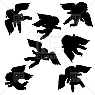 400x400 Flying Angels Silhouettes Royalty Free Vector Clip Art Image