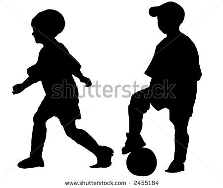 450x380 Silhouette Of Kids Silhouettes Of Children Playing Soccer (Boy