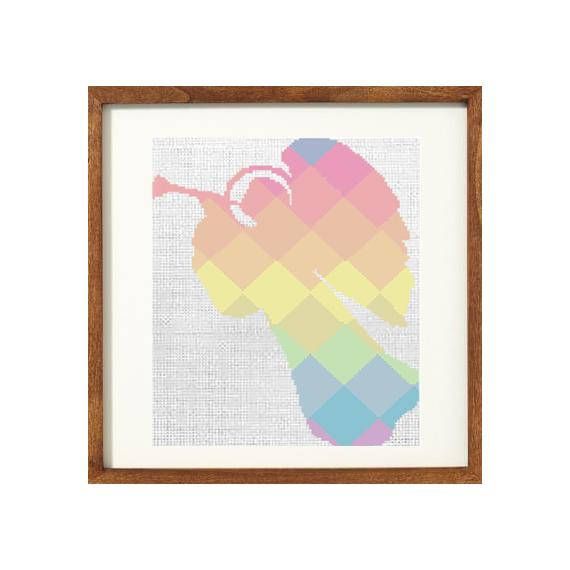 570x570 Angel Silhouette Cross Stitch Pattern On Pastel Tiles Modern Cross