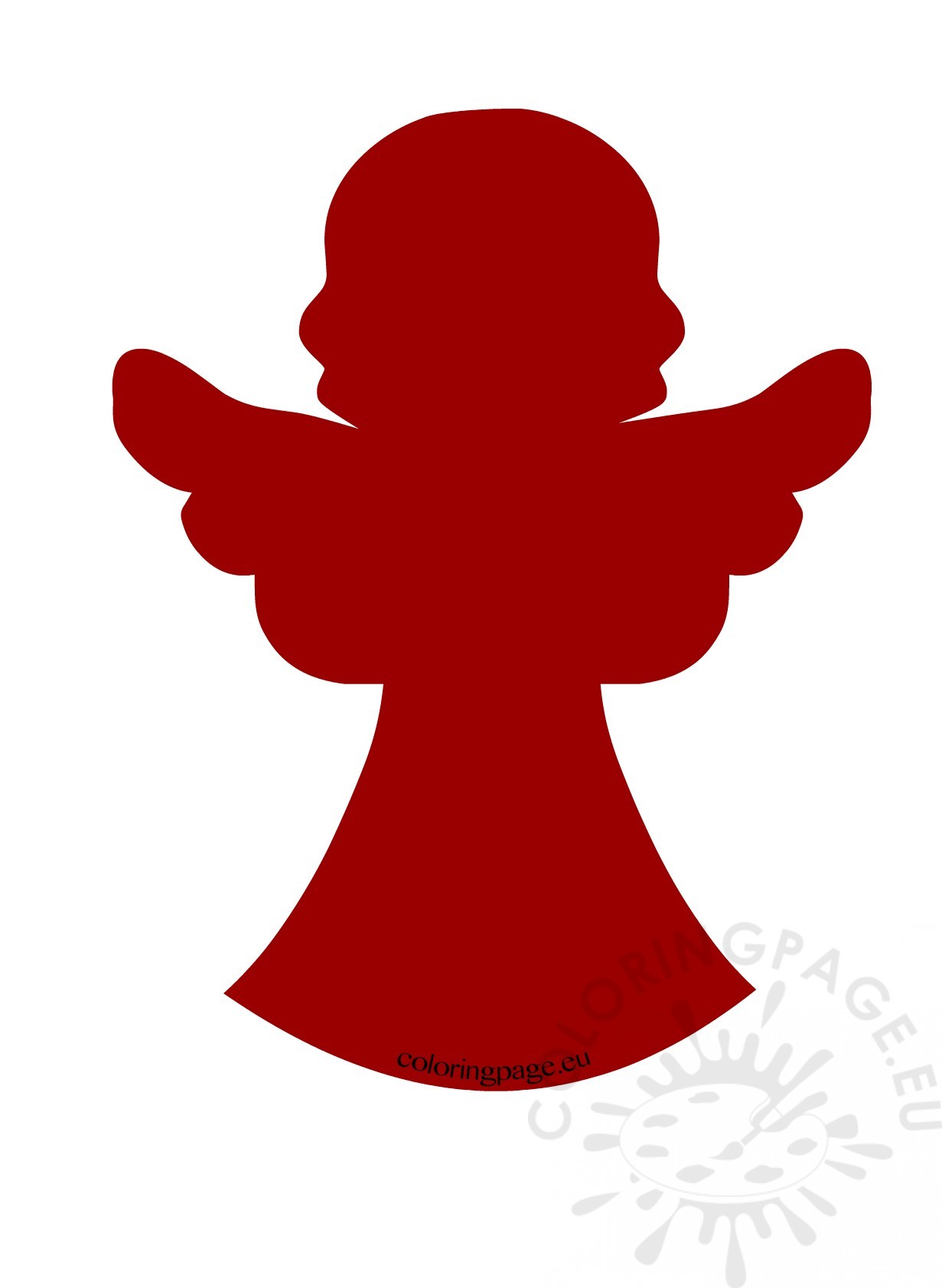 1231x1683 Christmas Angel Silhouette Coloring Page