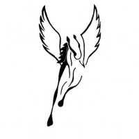 200x200 Nice Small Black Ink Running Pegasus Silhouette Tattoo Design