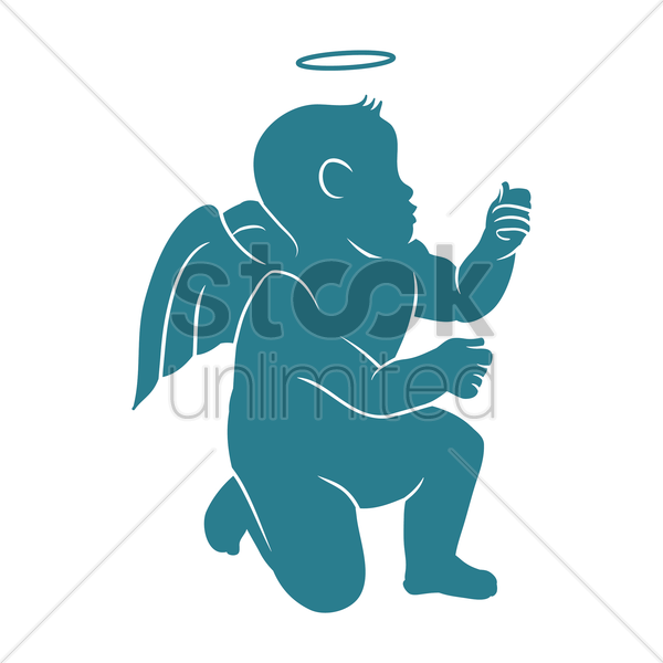 600x600 Angel Silhouette Vector Image