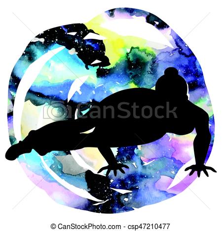 450x470 Women Silhouette. Eight Angle Yoga Pose. Astavakrasana . Vectors
