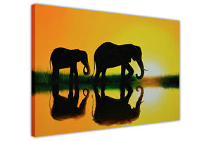 300x200 Elephants Painting Silhouette Framed Prints Animal Canvas Wall Art