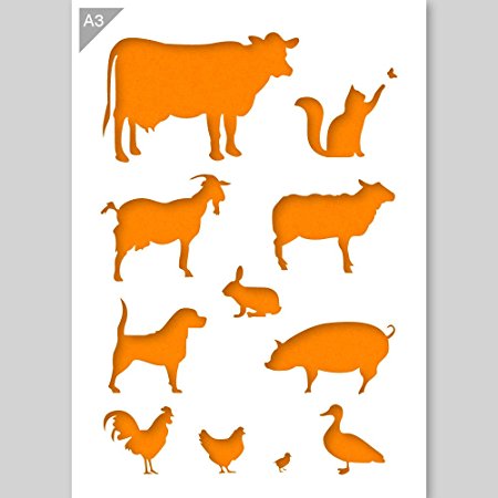450x450 Farm Animals Silhouettes Stencil