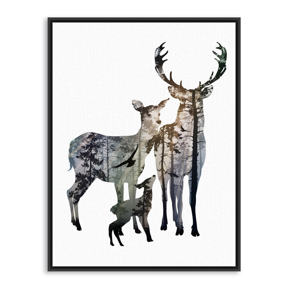 1000x1000 Modern Nordic Vintage Colorful Deer Head Animal Silhouette A4 Art