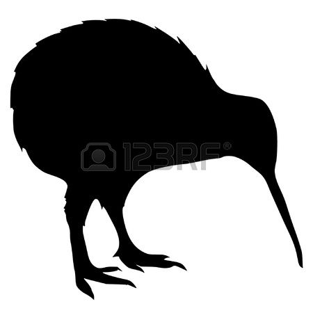 450x450 Illustration In Style Of Black Silhouette Of Kiwi Stock Vector