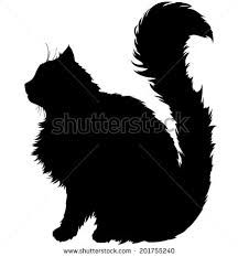 216x233 Silhouette Vector Illustrations Of Silhouette Of Black Furry Cat