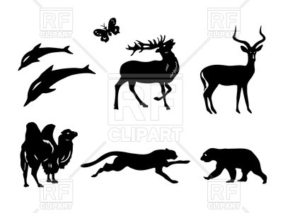 400x302 Silhouettes Of Wild Animals Royalty Free Vector Clip Art Image