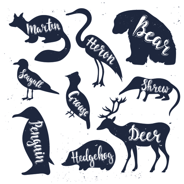 600x600 Animals Silhouette With Name Vectors 03