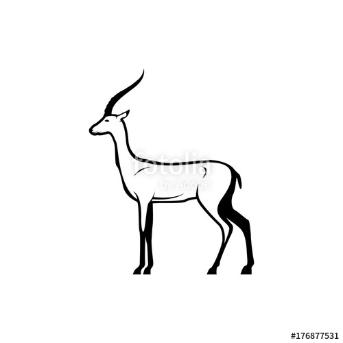 500x500 Vector Antelope Silhouette View Side For Retro Logos, Emblems
