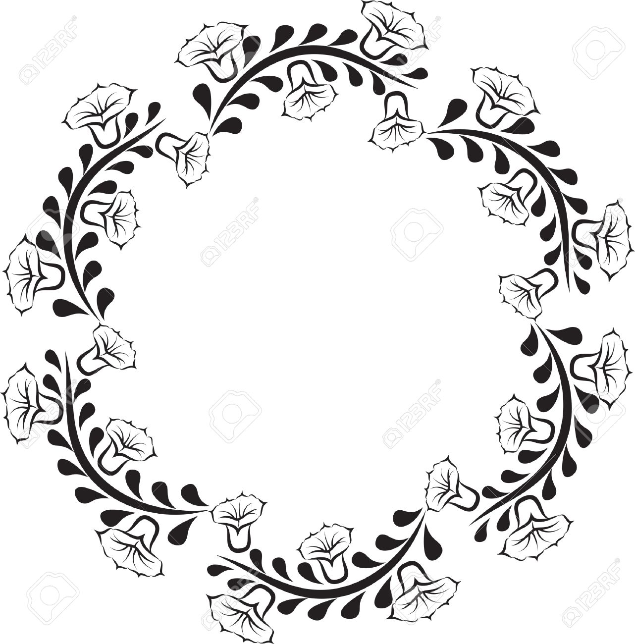 1282x1300 Round Vintage Silhouette Frame Clipart Collection