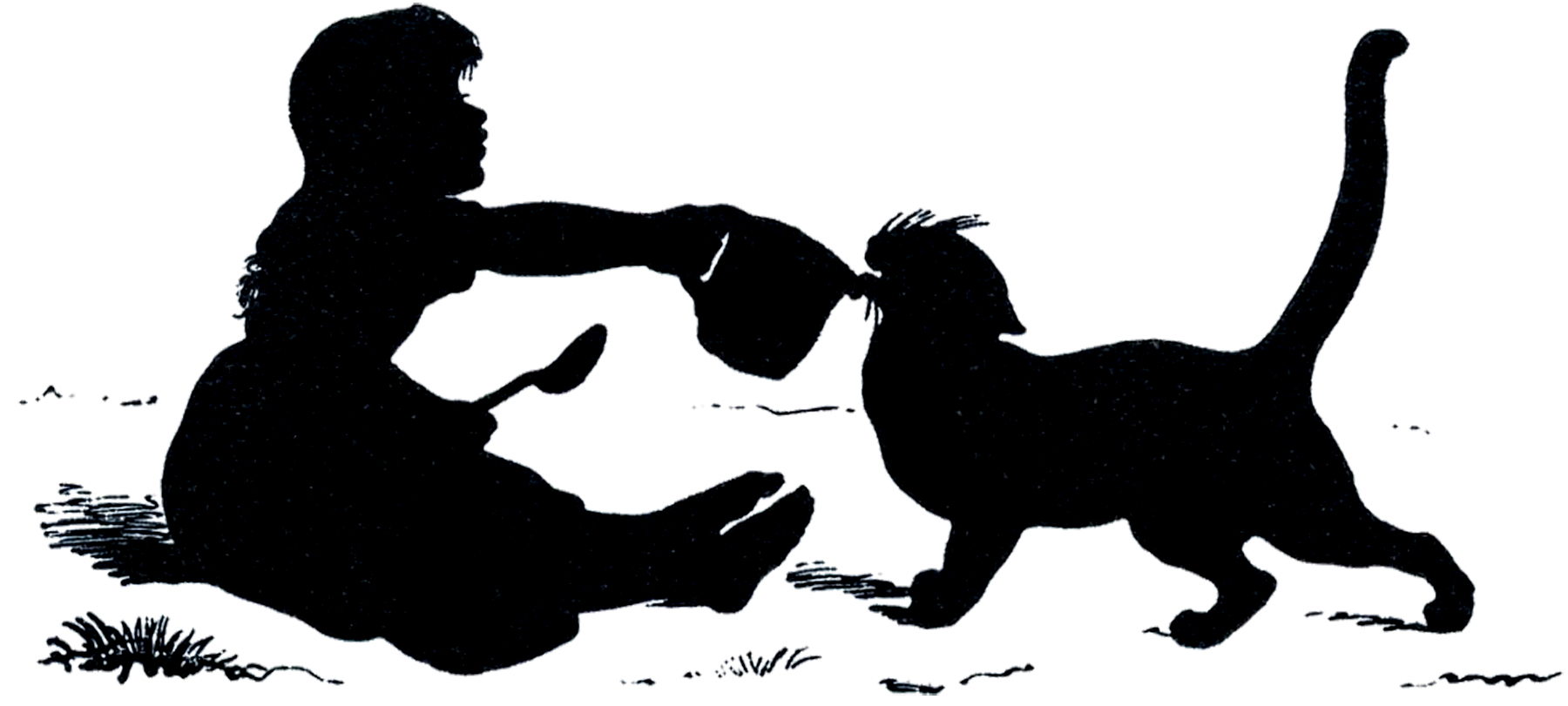 1800x811 Antique Silhouette Girl With Cat