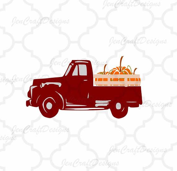 570x550 Vintage Old Red Fall Pumpkins Truck Svg Vintage Truck Svg