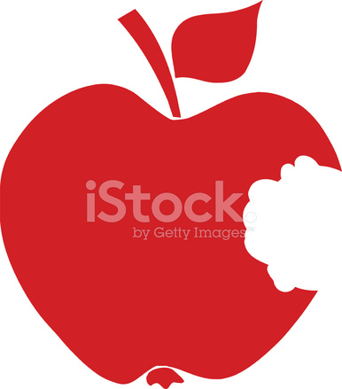 386x439 Bitten Apple Red Silhouette Stock Vector