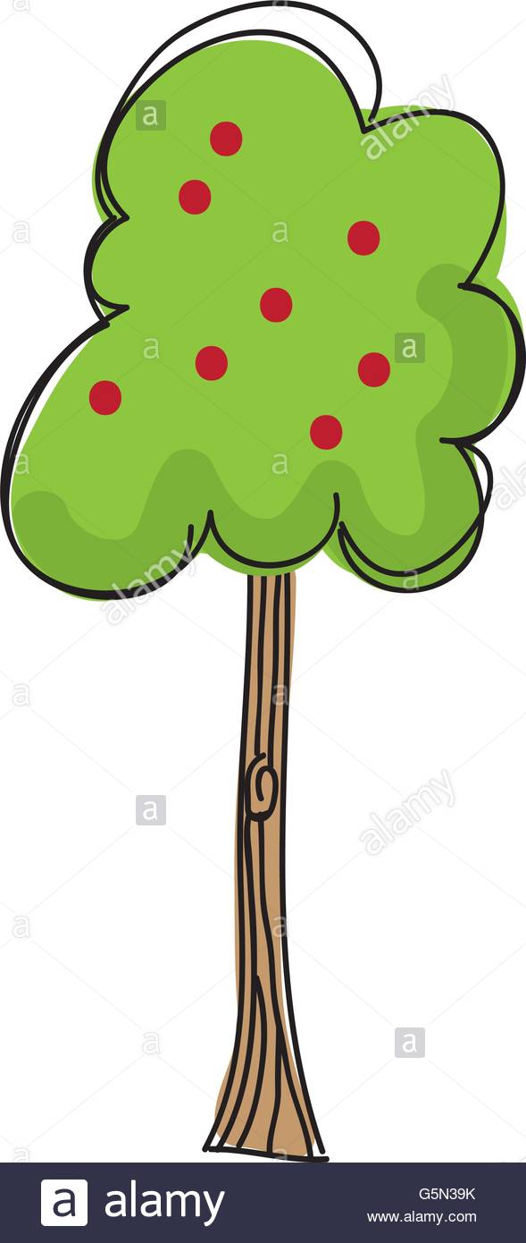 589x1390 Apple Tree Silhouette Isolated Icon Design Stock Vector Art