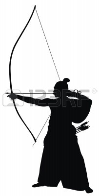 203x400 Abstract Vector Illustration Of Japanese Archer Silhouette Vector