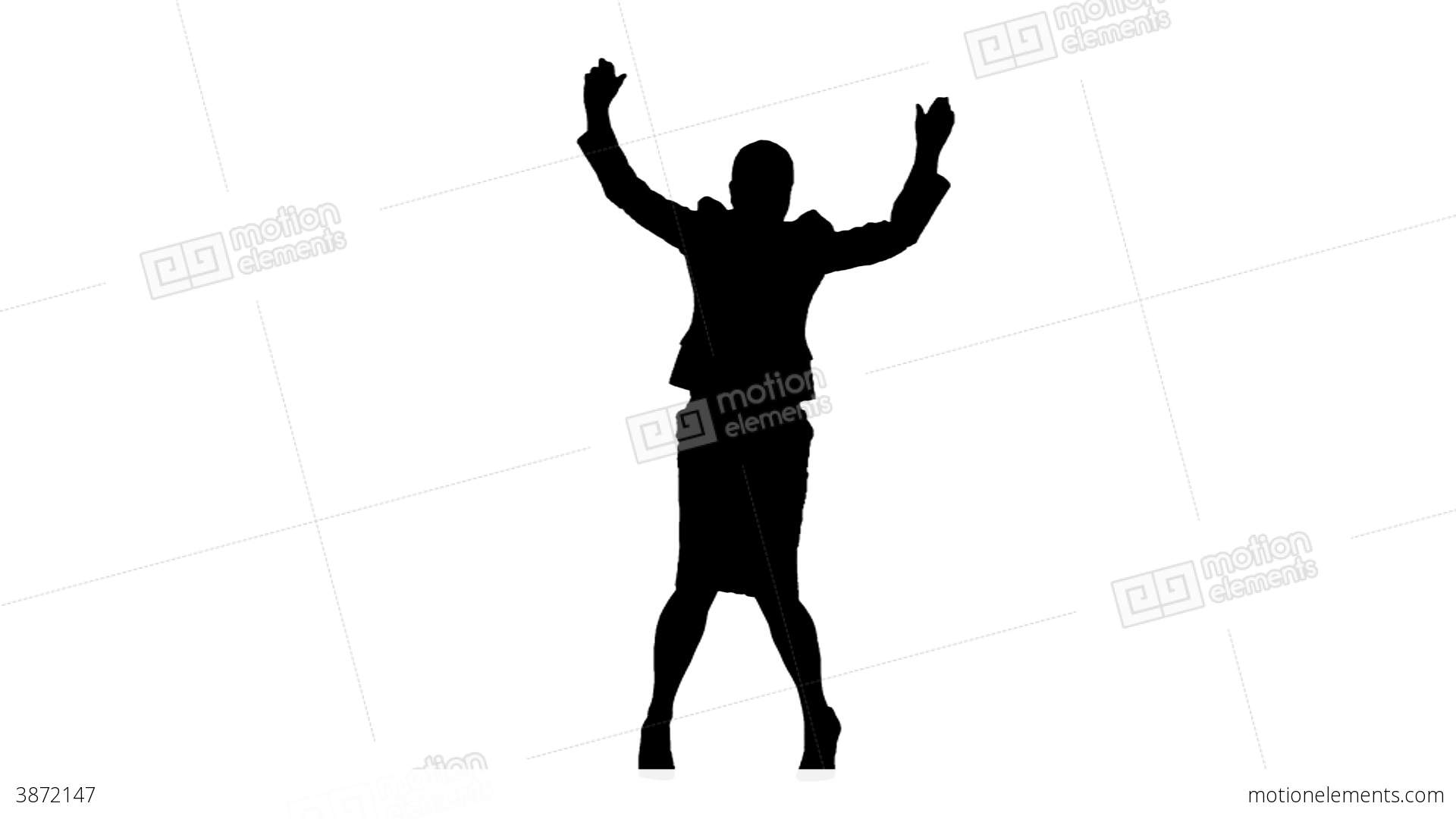 1920x1080 Silhouette In Slow Motion Jumping With Arms Raised Stock Video