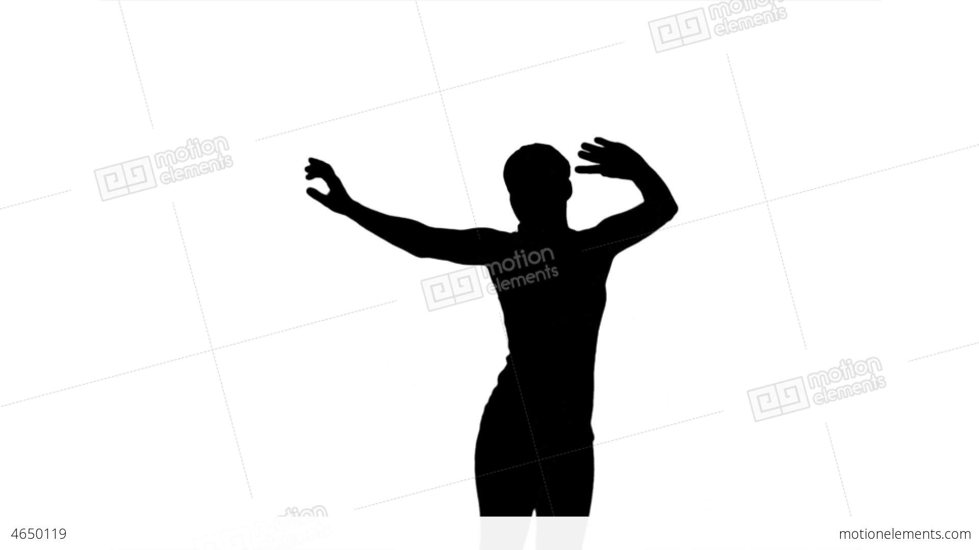 1920x1080 Silhouette Of Woman Jumping And Raising Arms On Wh Stock Video