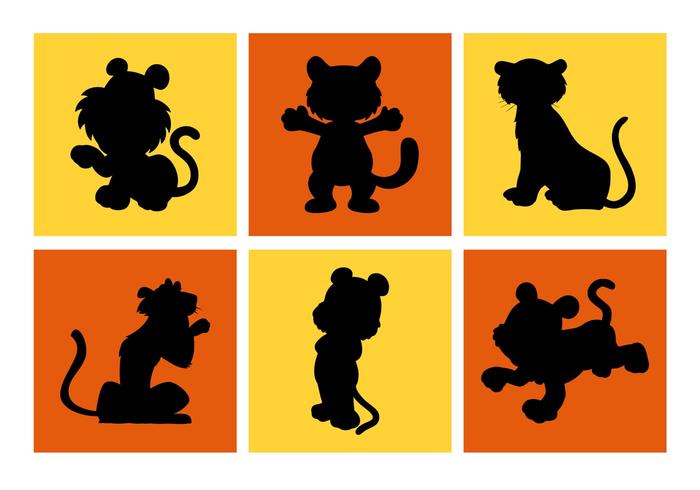700x490 Cartoon Tiger Silhouettes Vector Free