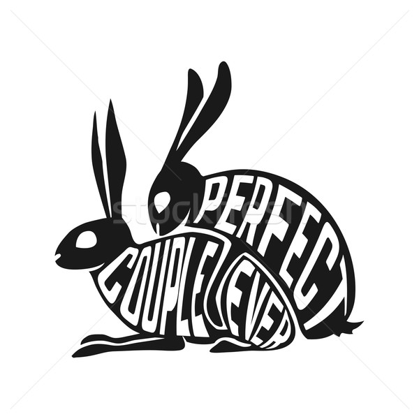 600x600 Creative Design Of Rabbits Inside Silhouette Isolated Black