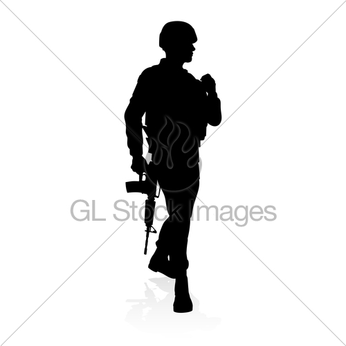 500x500 Soldier Military Detailed Silhouette Gl Stock Images