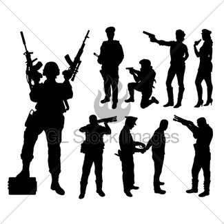 325x325 Soldier Military With Weapon Pose Silhouette Gl Stock Images