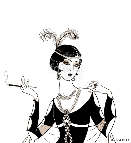 460x500 Flapper Girl Retro Party Invitation Design.art Deco Women