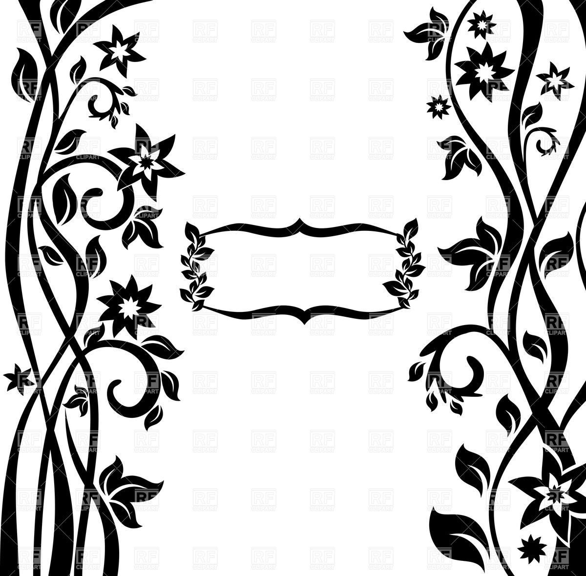 1200x1180 Abstract Floral Art Nouveau Styled Frame Royalty Free Vector Clip